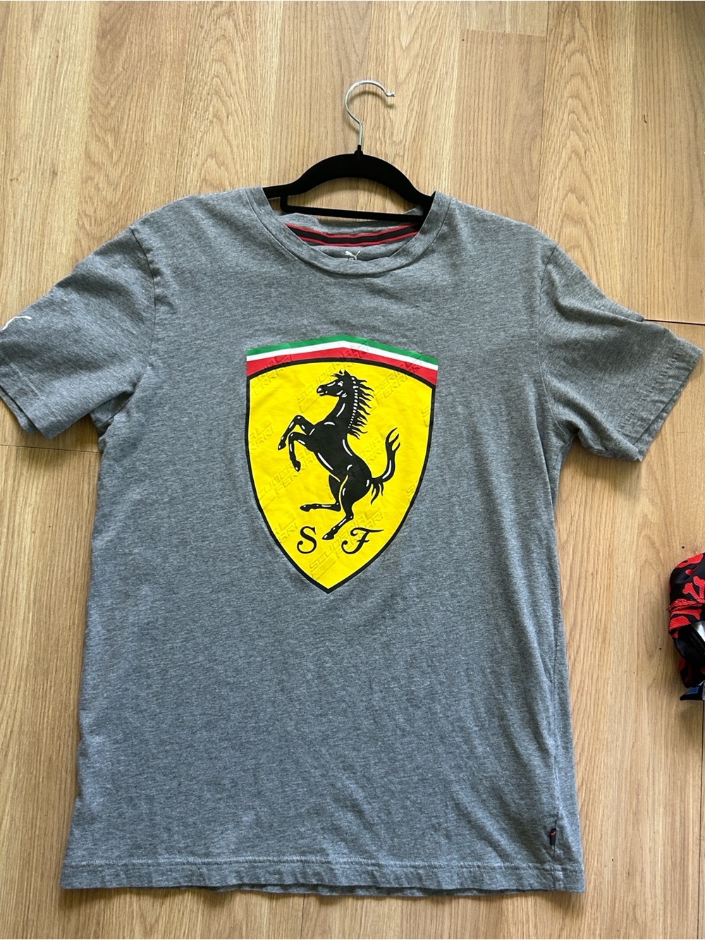 Puma Grey Short Sleeve Tee with Yellow Shield Logo